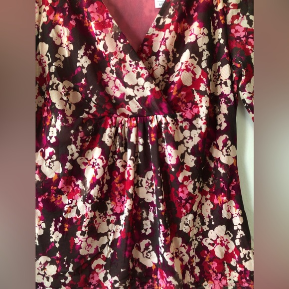 LIZ & CO Womens Semi Sheer Lined Semi Loose Top Size Medium 3/4 Sleeves - Picture 2 of 12